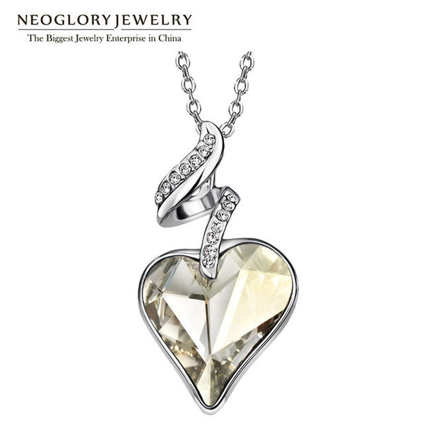 Neoglory Austrian Crystal Rhinestones Four Color Heart Love Chain Necklaces