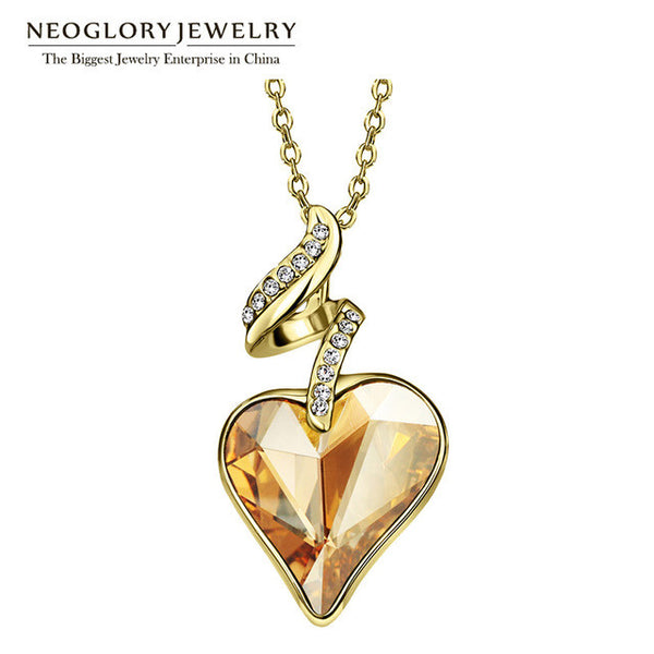 Neoglory Austrian Crystal Rhinestones Four Color Heart Love Chain Necklaces