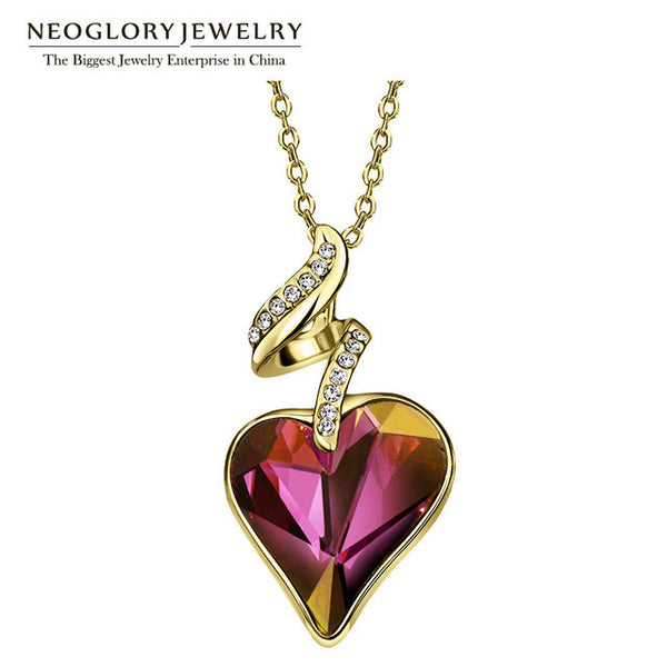 Neoglory Austrian Crystal Rhinestones Four Color Heart Love Chain Necklaces