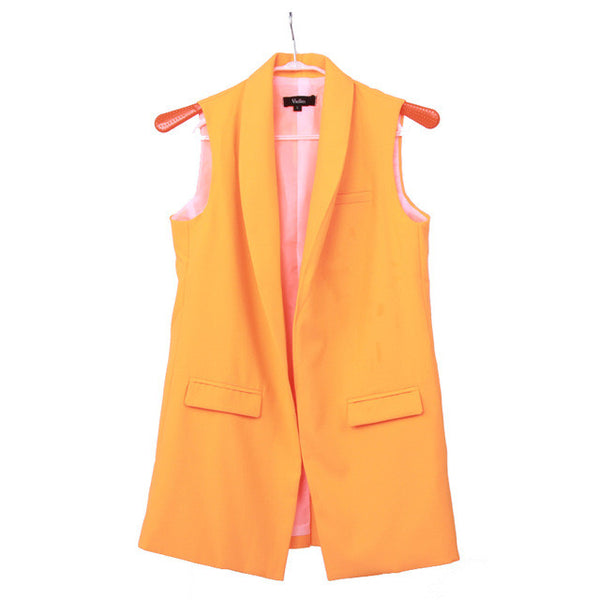 Women Fashion elegant office lady pocket coat sleeveless vests jacket outwear casual brand WaistCoat colete feminino MJ73