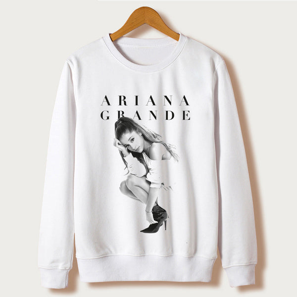 White 2017 Harajuku Design Sweatshirts Ariana Grande Print Hoodies Femme O-neck Character Sudaderas Mujer Pullovers Plus Size