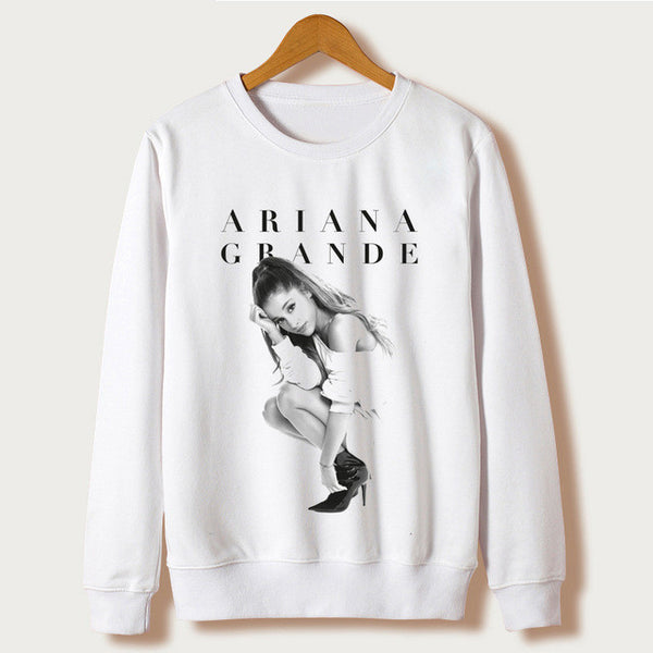 White 2017 Harajuku Design Sweatshirts Ariana Grande Print Hoodies Femme O-neck Character Sudaderas Mujer Pullovers Plus Size