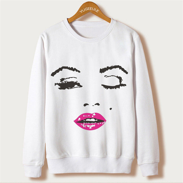 White 2017 Harajuku Design Sweatshirts Ariana Grande Print Hoodies Femme O-neck Character Sudaderas Mujer Pullovers Plus Size