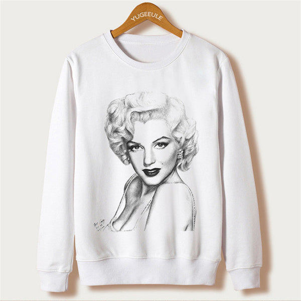 White 2017 Harajuku Design Sweatshirts Ariana Grande Print Hoodies Femme O-neck Character Sudaderas Mujer Pullovers Plus Size