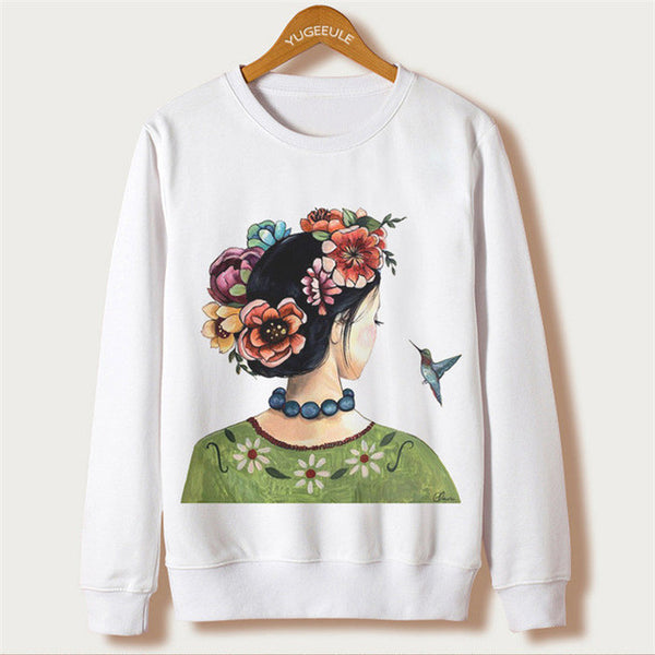 White 2017 Harajuku Design Sweatshirts Ariana Grande Print Hoodies Femme O-neck Character Sudaderas Mujer Pullovers Plus Size