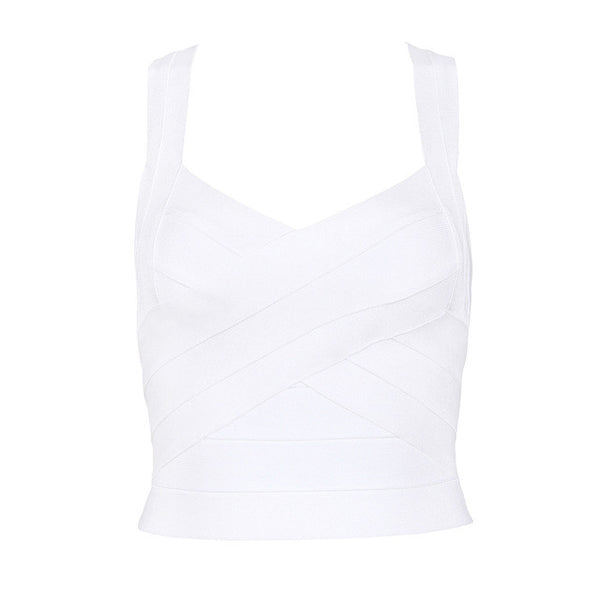 Bqueen 2017 New Sexy Elastic Spaghetti Strap Bandage Tank Top Women Crops Tops For Summer Stretch V-Neck Tight Lady's Camis Vest