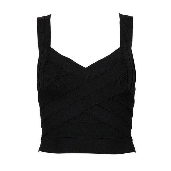 Bqueen 2017 New Sexy Elastic Spaghetti Strap Bandage Tank Top Women Crops Tops For Summer Stretch V-Neck Tight Lady's Camis Vest