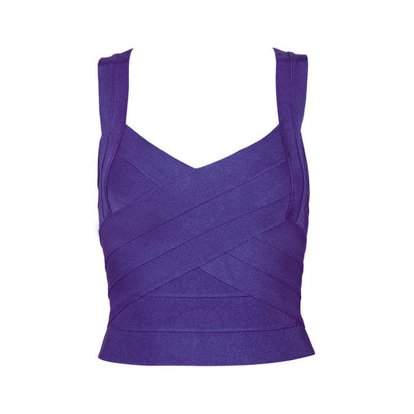 Bqueen 2017 New Sexy Elastic Spaghetti Strap Bandage Tank Top Women Crops Tops For Summer Stretch V-Neck Tight Lady's Camis Vest