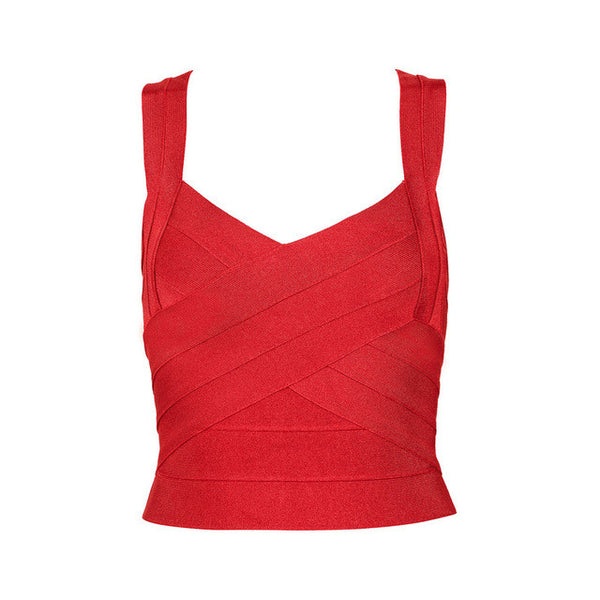 Bqueen 2017 New Sexy Elastic Spaghetti Strap Bandage Tank Top Women Crops Tops For Summer Stretch V-Neck Tight Lady's Camis Vest