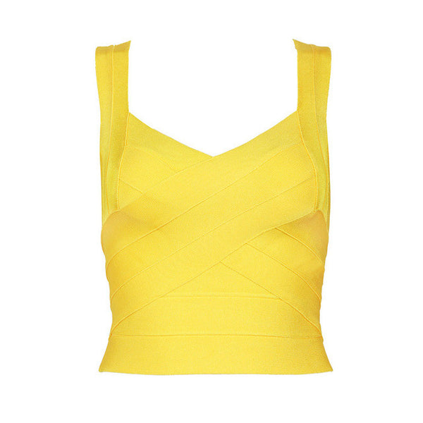 Bqueen 2017 New Sexy Elastic Spaghetti Strap Bandage Tank Top Women Crops Tops For Summer Stretch V-Neck Tight Lady's Camis Vest