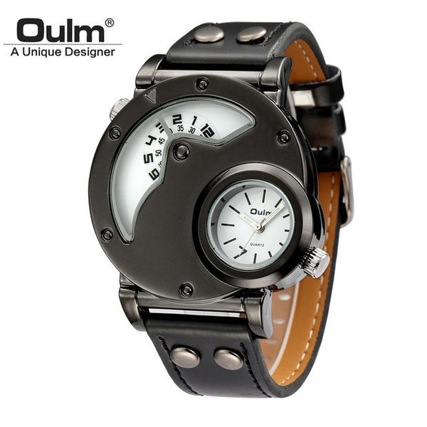 Oulm Watch Man Quartz Watches Top Brand Luxury Leather