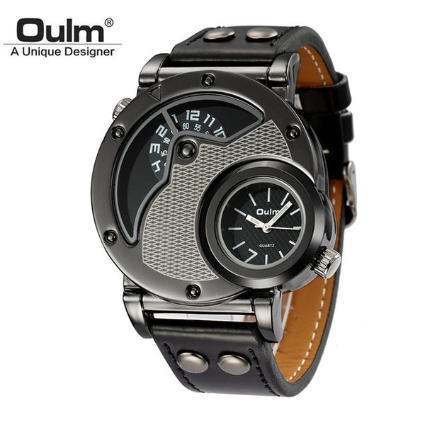 Oulm Watch Man Quartz Watches Top Brand Luxury Leather