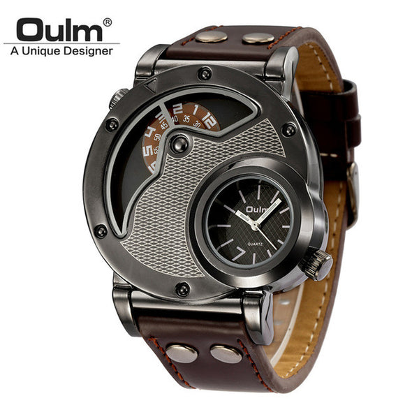 Oulm Watch Man Quartz Watches Top Brand Luxury Leather