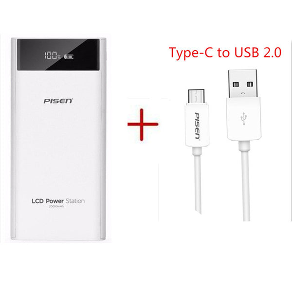 PISEN 18650 Power Bank 20000mah LCD External Battery Portable Mobile Fast Charger Dual USB Powerbank for iPhone 6 Samsung Tablet