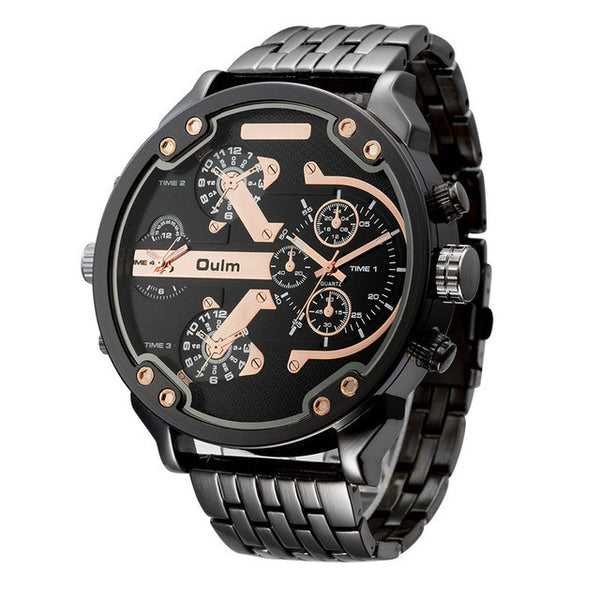 Oulm Men Dual-movt Big Dial Japan Luxury Military Watches Men
