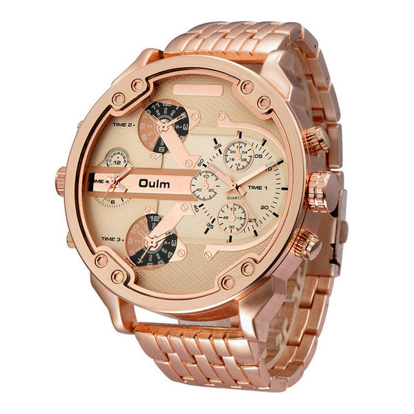 Oulm Men Dual-movt Big Dial Japan Luxury Military Watches Men