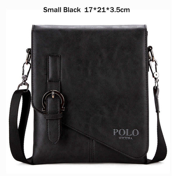 VICUNA POLO Unique Buckle Design Irregular Cover Open Mens Messenger Bag 2 Sizes Business Men Crossbody Bag Leather Man Bag Hot