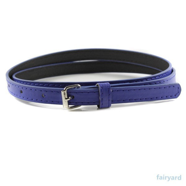 Multi Color Thin Skinny Faux Leather Waistband Womens Ladies Casual Belt Strap