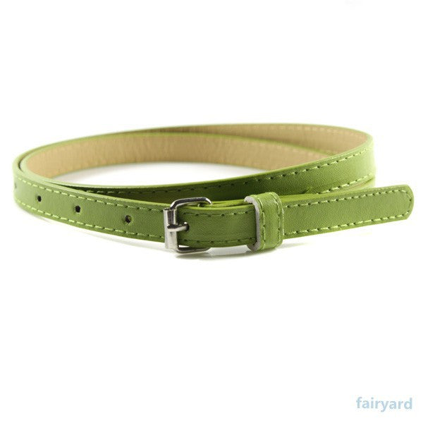 Multi Color Thin Skinny Faux Leather Waistband Womens Ladies Casual Belt Strap