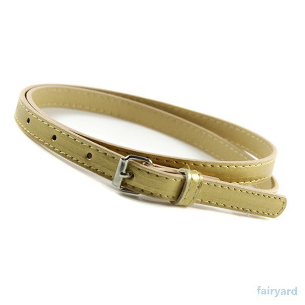 Multi Color Thin Skinny Faux Leather Waistband Womens Ladies Casual Belt Strap