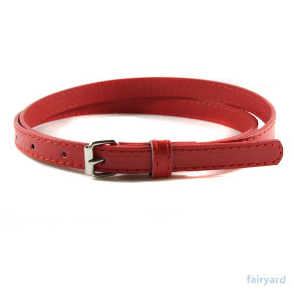Multi Color Thin Skinny Faux Leather Waistband Womens Ladies Casual Belt Strap