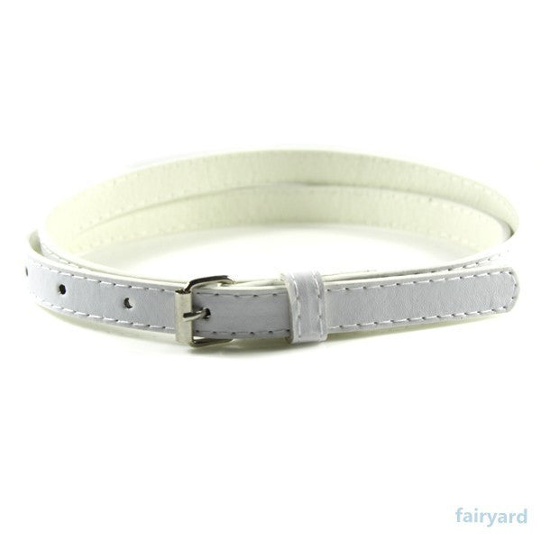 Multi Color Thin Skinny Faux Leather Waistband Womens Ladies Casual Belt Strap