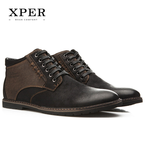 XPER Brand Autumn Winter Men Shoes Boots Casual Fashion High-Cut Lace-up Warm Hombre #YM86901BU