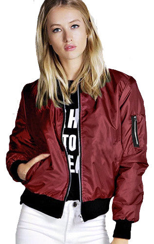 2017 Spring Autumn Women Thin Jackets Tops MA1 Basic Bomber Jacket Long Sleeve Coat Casual Stand Collar Slim Fit Outerwear