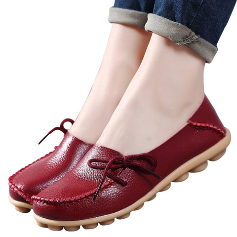 Large size leather Women shoes flats mother shoes girls lace-up fashion casual shoes comfortable breathable women flats SDC179