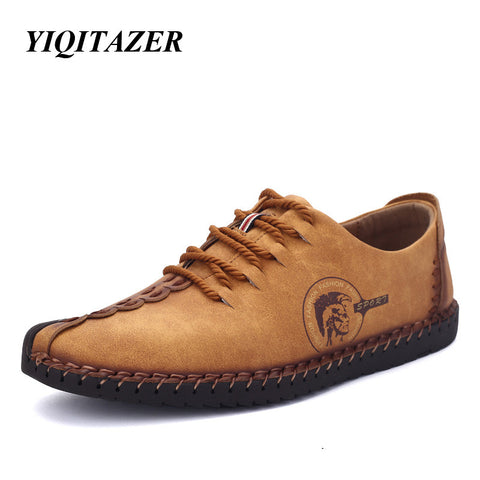 YIQITAZER 2017 New Arrival Nubuck Leather Shoes Men,Lace Fashion Summer Brand Dress Shoes Mens Flats Yellow Black Size 6.5-9.5