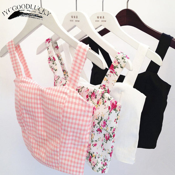 Floral Crop Top Women Camisole Dill Tank Top Female Cropped Feminino Tops Women's 2017 Summer Women Black Cami Short Tops