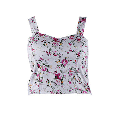 Floral Crop Top Women Camisole Dill Tank Top Female Cropped Feminino Tops Women's 2017 Summer Women Black Cami Short Tops