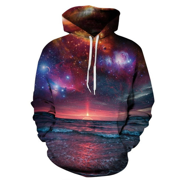 Mr.1991INC Space Galaxy 3d Sweatshirts Men/Women Hoodies With Hat Print Stars Nebula Autumn Winter Loose Thin Hooded Hoody Tops