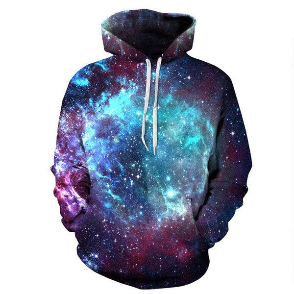 Mr.1991INC Space Galaxy 3d Sweatshirts Men/Women Hoodies With Hat Print Stars Nebula Autumn Winter Loose Thin Hooded Hoody Tops