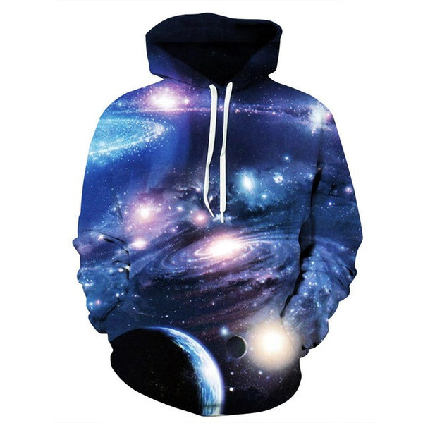 Mr.1991INC Space Galaxy 3d Sweatshirts Men/Women Hoodies With Hat Print Stars Nebula Autumn Winter Loose Thin Hooded Hoody Tops