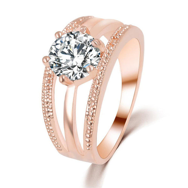 17KM Austrian Crystals Ring Rose Gold Color anelli Flower Ring bague Engagement anillos anel Rings for Women wedding ring