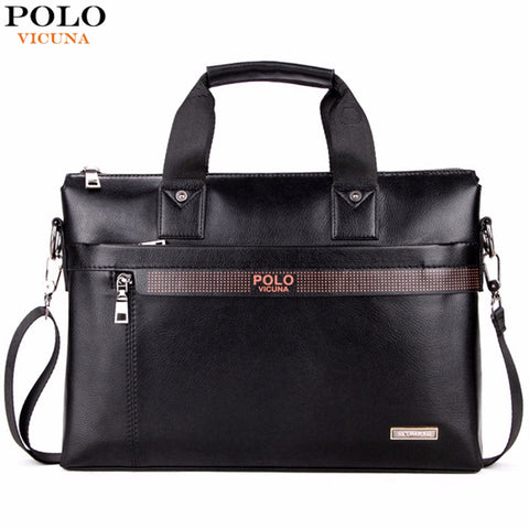 VICUNA POLO Top Sell Fashion Simple Dot Famous Brand Business Men Briefcase Bag Leather Laptop Bag Casual Man Bag Shoulder bags