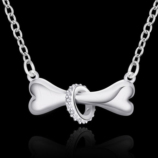 Hot Paw Silver Necklace Dog Bone