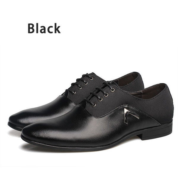 MRCCS Pointed Shoes Big Size 38-47 Business Men's Basic Casual Shoes,Black/Brown Leather Cloth Elegant Design Handsome Shoes