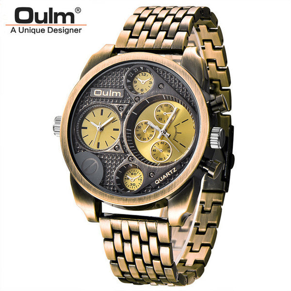 Oulm Luxury Brand Men Full Steel Watch Golden