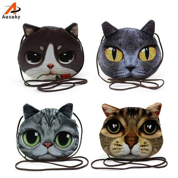 3D cute Women  Fashion Handbags Small Animal Cat Dog Printed Girls Mochila Bags Crossbody Bag Kids Satchel Bag 45