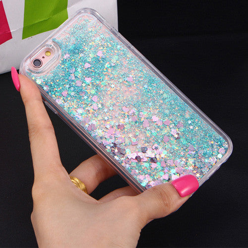 Love Heart Stars Glitter Stars Dynamic Liquid Quicksand Soft TPU Phone Back Cover Case For iPhone 5 5S SE 6 6S Plus 7 7 Plus