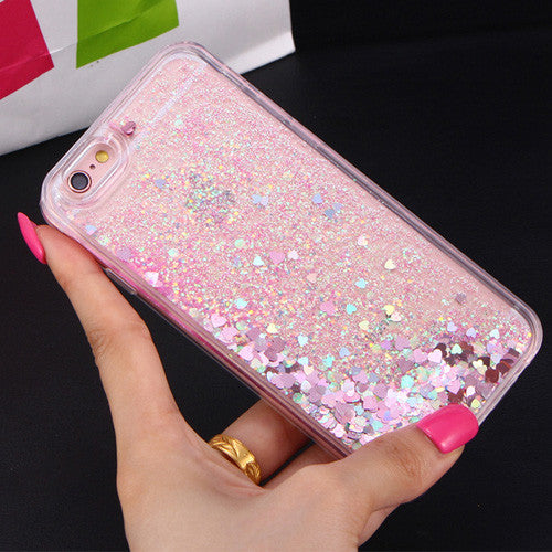 Love Heart Stars Glitter Stars Dynamic Liquid Quicksand Soft TPU Phone Back Cover Case For iPhone 5 5S SE 6 6S Plus 7 7 Plus