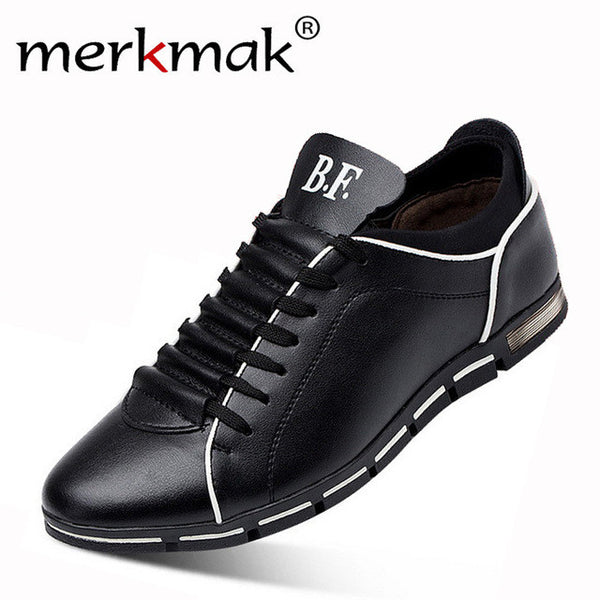 Merkmak Big Size 38-48 Men Casual Shoes Fashion Leather Shoes for Men Summer Men's Flat Shoes Dropshipping