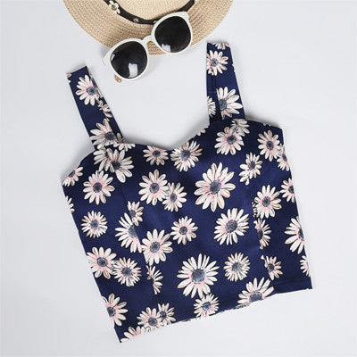 Floral Crop Top Women Camisole Dill Tank Top Female Cropped Feminino Tops Women's 2017 Summer Women Black Cami Short Tops
