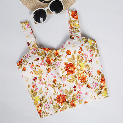 Floral Crop Top Women Camisole Dill Tank Top Female Cropped Feminino Tops Women's 2017 Summer Women Black Cami Short Tops