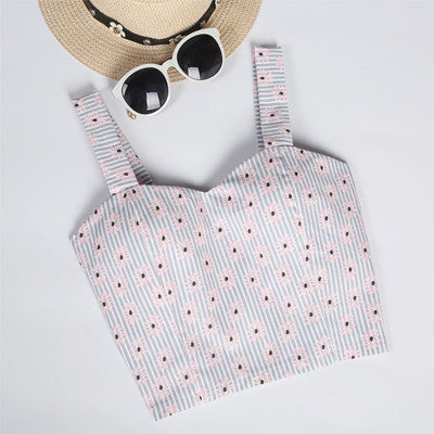 Floral Crop Top Women Camisole Dill Tank Top Female Cropped Feminino Tops Women's 2017 Summer Women Black Cami Short Tops