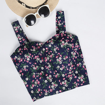 Floral Crop Top Women Camisole Dill Tank Top Female Cropped Feminino Tops Women's 2017 Summer Women Black Cami Short Tops
