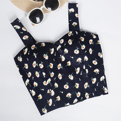 Floral Crop Top Women Camisole Dill Tank Top Female Cropped Feminino Tops Women's 2017 Summer Women Black Cami Short Tops