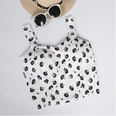 Floral Crop Top Women Camisole Dill Tank Top Female Cropped Feminino Tops Women's 2017 Summer Women Black Cami Short Tops